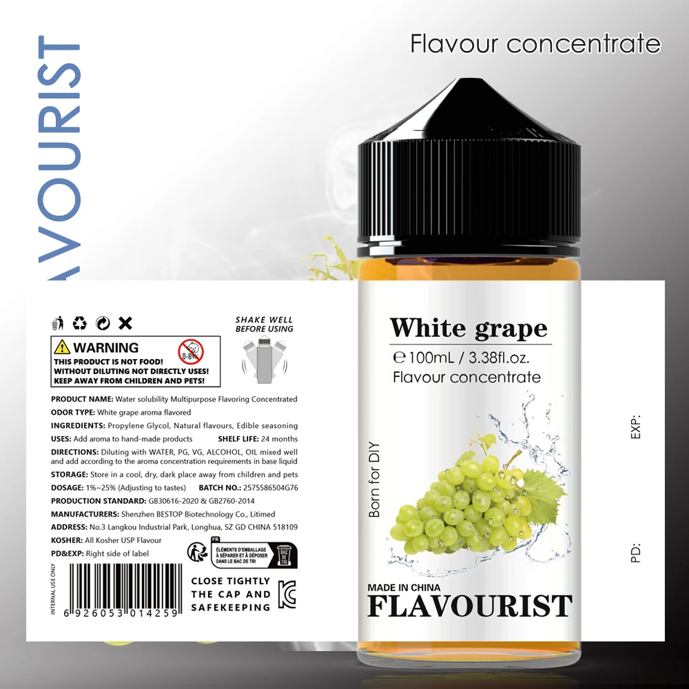 FLAVOURIST White grape aroma flavored Water solubility flavoring concentrate for E DIY wape best liquid & juice