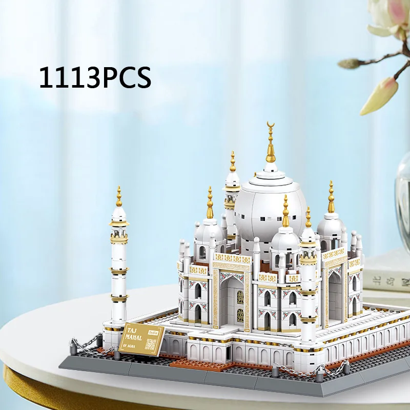 World Famous Architecure Mini Block Taj Mahal India Micro Building Brick Model Educational Toys Nanobricks Collection For Gifts