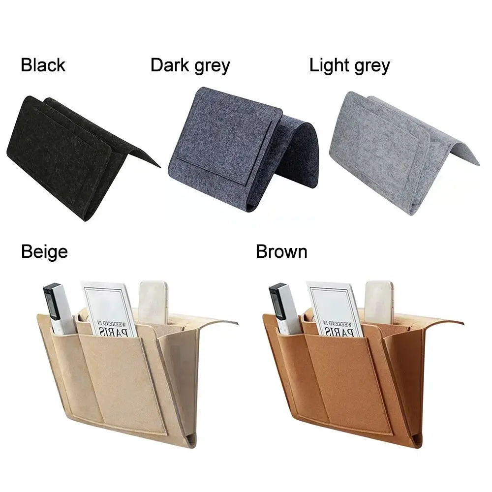 Felt Bedside Storage Bag Bedside Hanging Bags Sofa TV Remote Control Storage Organizer Bed Holder Pockets