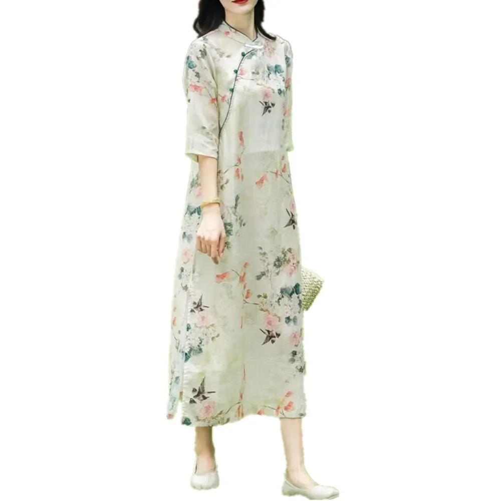 

Vintage Dress for Women Clothing Fashion Cotton Linen Ethnic Style Casual Clothes Elegant Summer Comfortable Streetwear Loose