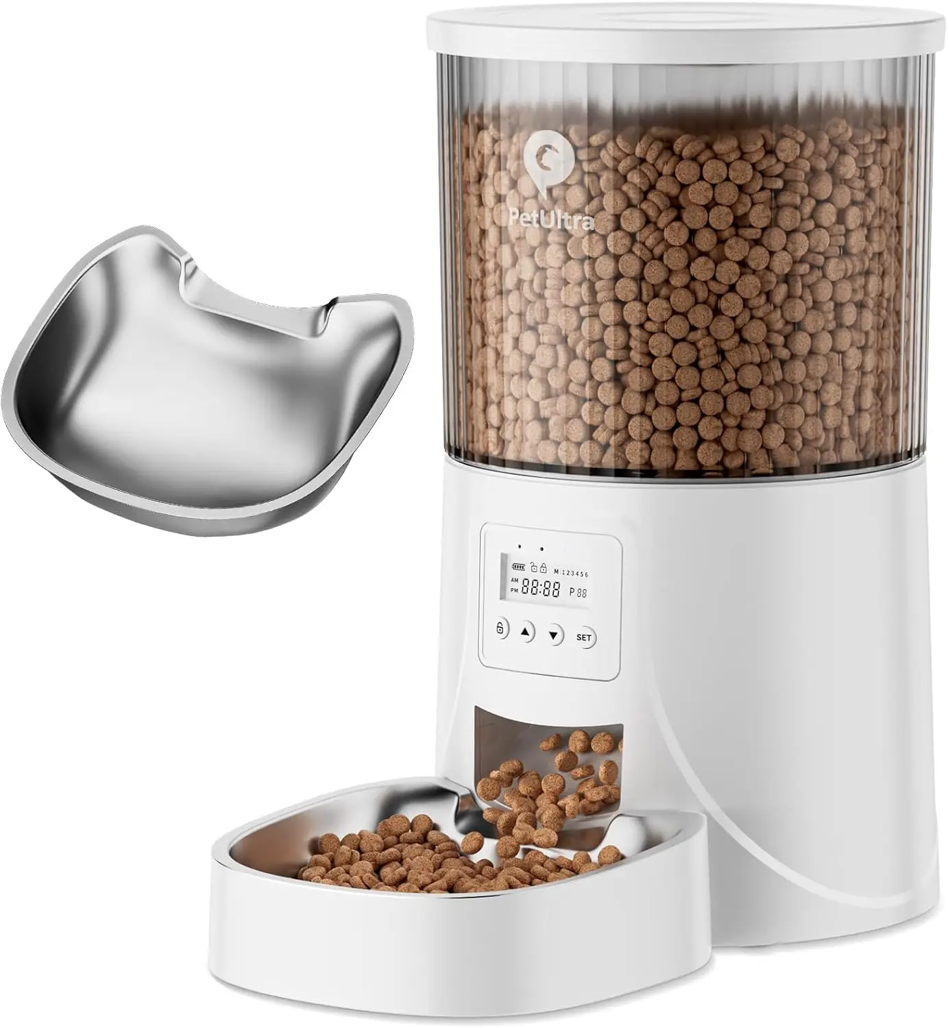 

Автоматическая кормушка для животных: дозатор корма на 4 л с таймером для кошек и маленьких собак, программируемое расписание кормления, двойное питание от сети и от аккумулятора