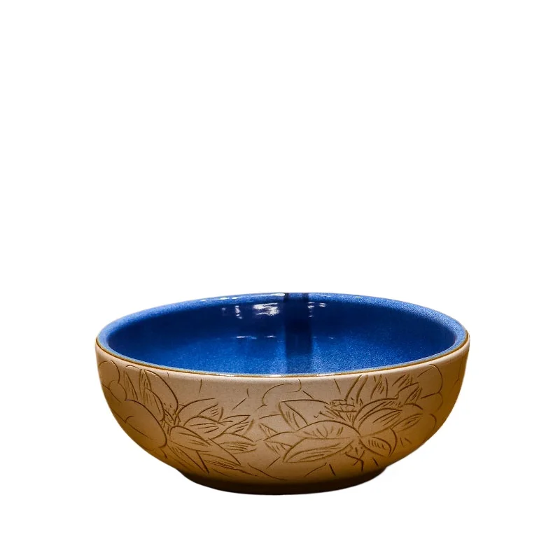 

Antique ceramic art table basin hand-carved wash basin round balcony washbasin retro single basin