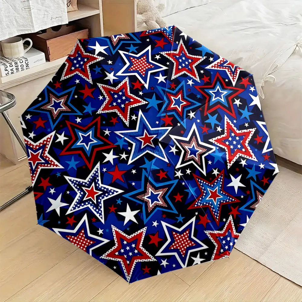 1PC Starry Night Umbrella with Vibrant Patterns Print 8 Iron Ribs Folding Umbrella Auto-Open Fashion Sunshade