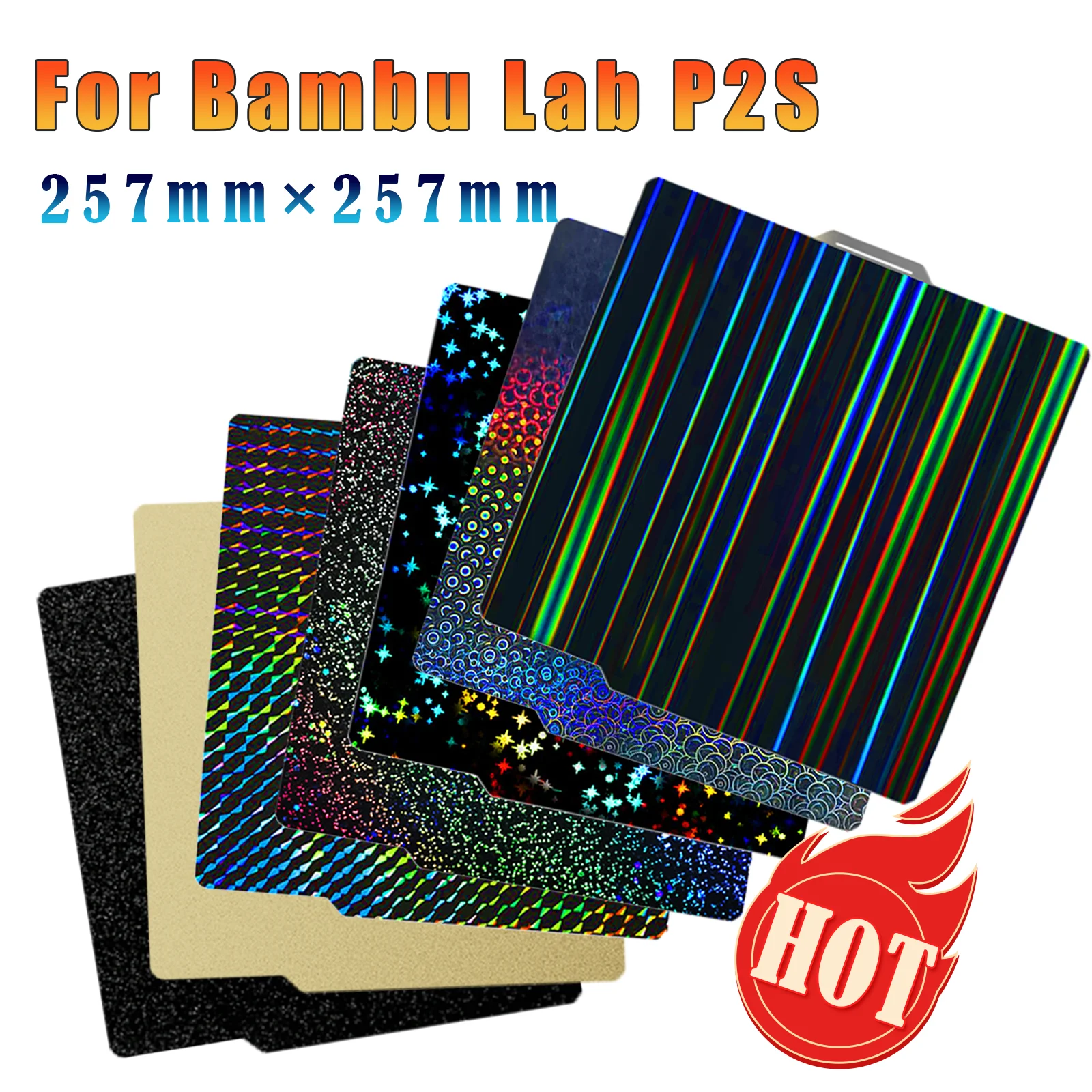Build Plate For Bambu Lab P2S Printer Latest Release 257MM PEI Textured PET Fiber Carbon PEO Spring Steel Sheet For Bambulab P2S