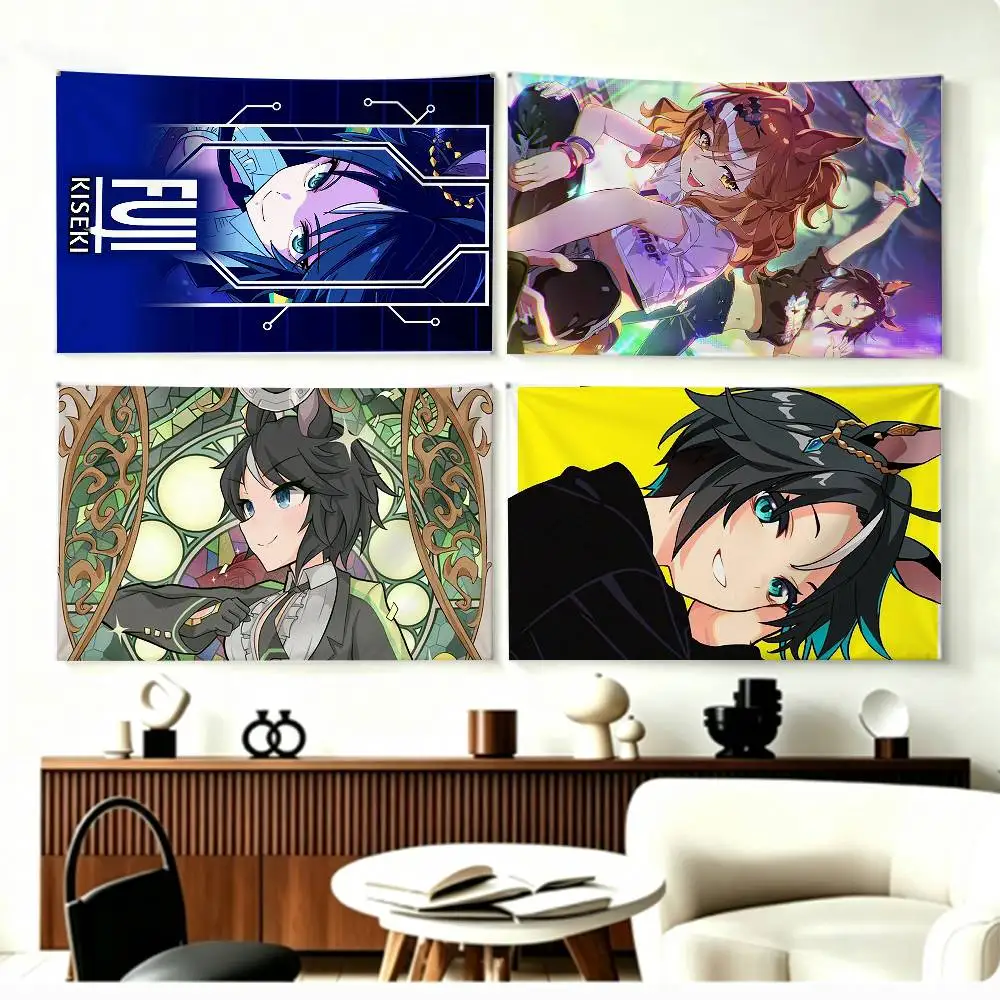 Umamusum F-Fuji Kiseki Flags Wall Hanging Background Art Banner for Bedroom Home Outdoor Decor