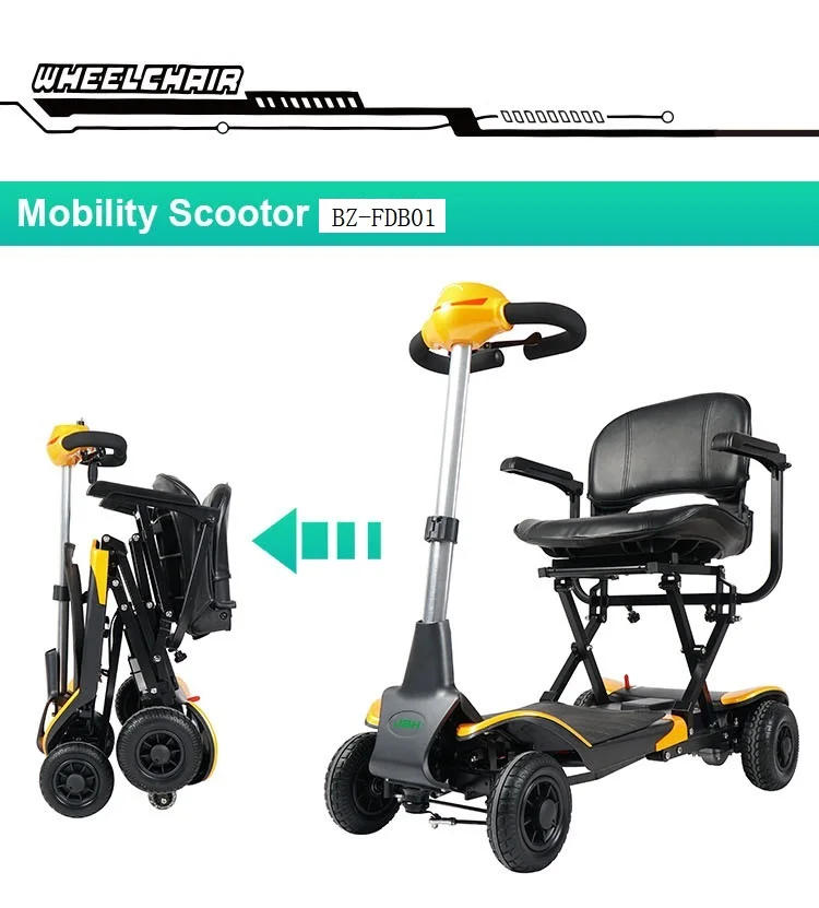 Sleutel afstandsbediening opvouwbare mechanische knop opvouwbare scootmobiel borstelloze motor 180W voor ouderen en gehandicapten-BZ-FDB01