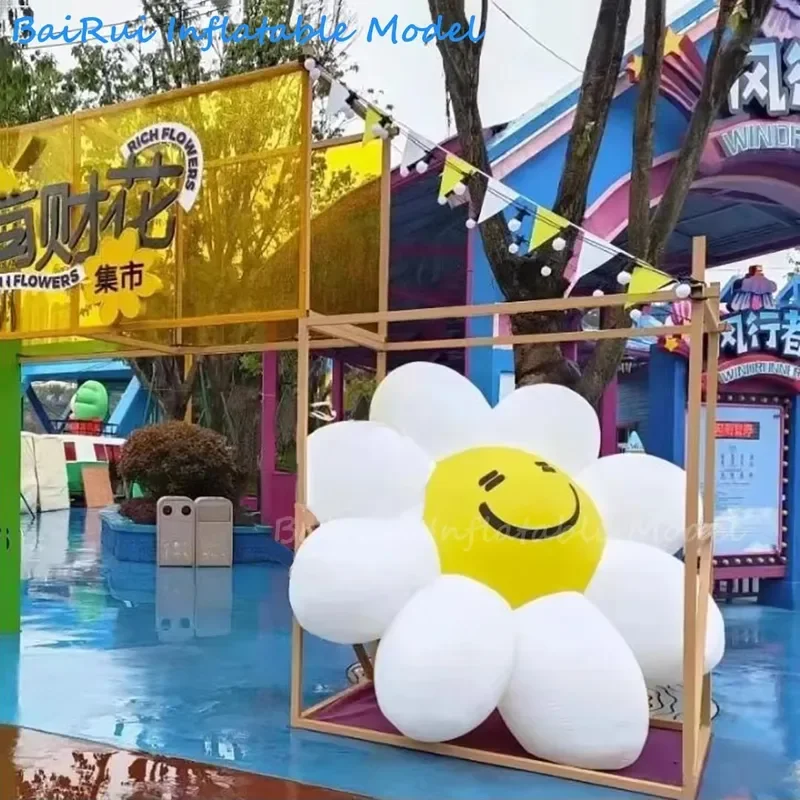 

Giant Inflatable Cartoon Smiley Sunflower Air Blow Daisy Flower Balloon Outdoor Wedding Stage Decor Event Advertising Props