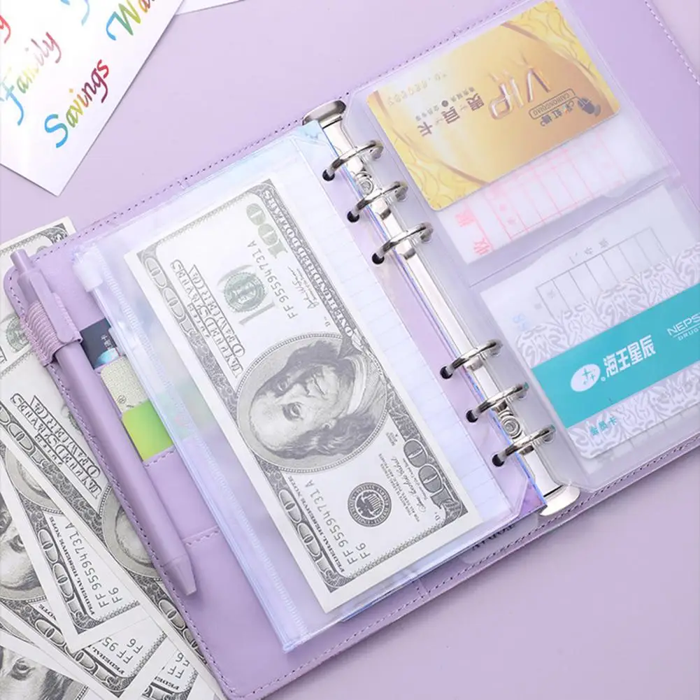 Notebook  Useful with Stickers And Ruler Stationery  A6 Zipper Envelopes Budgeting Money Organizer Book Binder Office Supplies