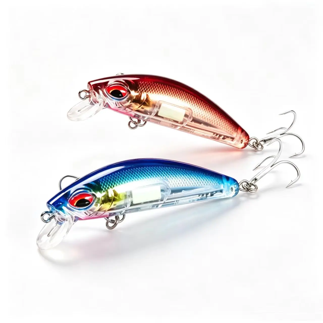 Luminous Minnow Hard Lure Artificial Bait 3D Eyes Treble Hook Freshwater Saltwater Predator Fish Fishing Tackle