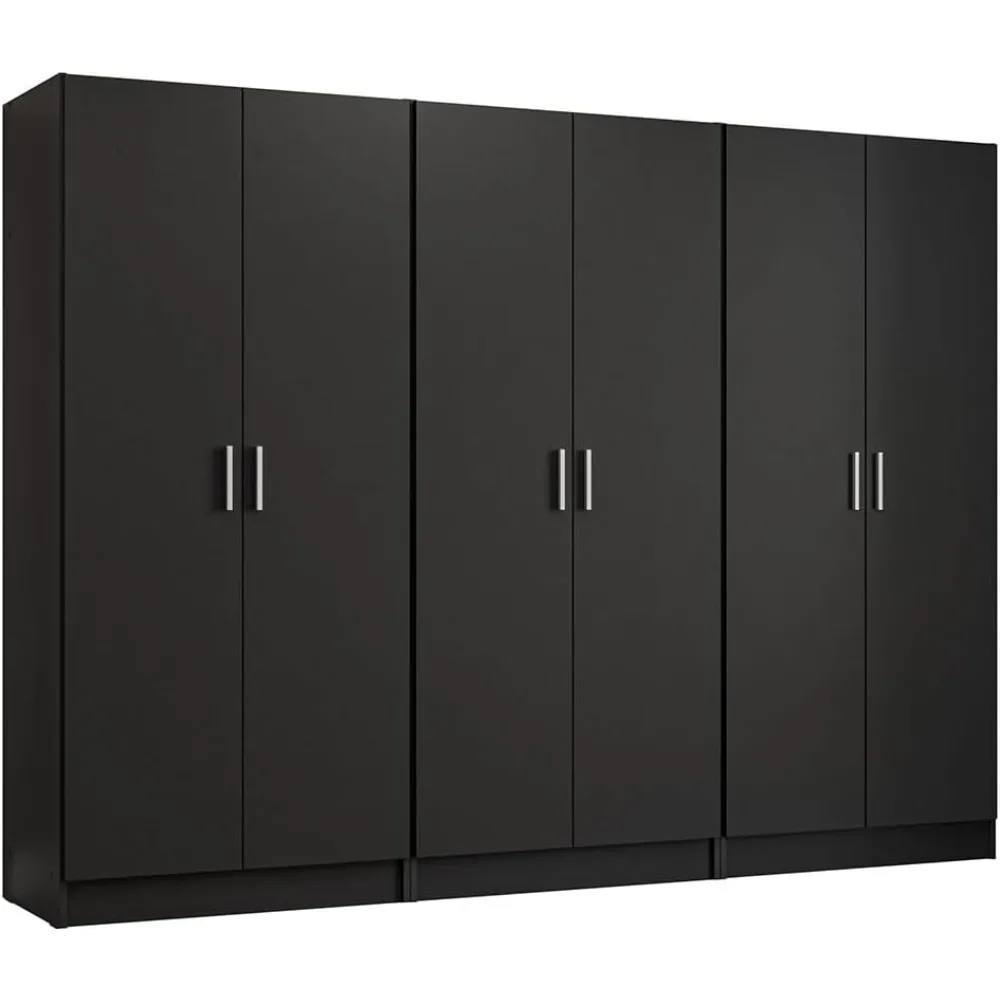 

6 Doors Storage Cabinet with Ample Shelves Space 94" L Utility Armoire Closet Entryway and Bedroom Organization Unit - Black