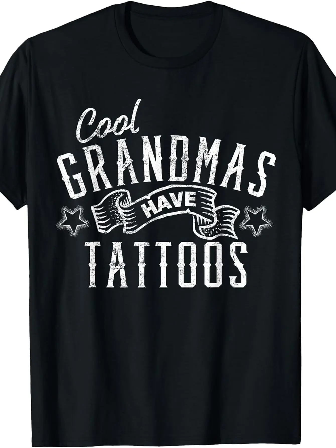 

Men's large-sized cotton T-shirt, round neck, with motivational grandma-themed design, cool and stylish grandma with tattoos