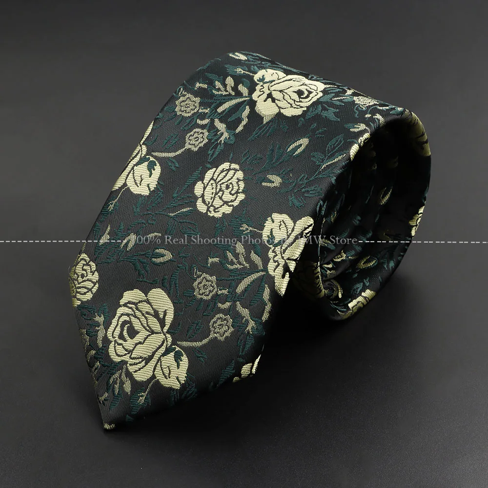 New Design Wedding Men Tie Grey Brown Green Rose Flower Geometry Neckties Business Dropshipping Groom Collar Accessories Gift