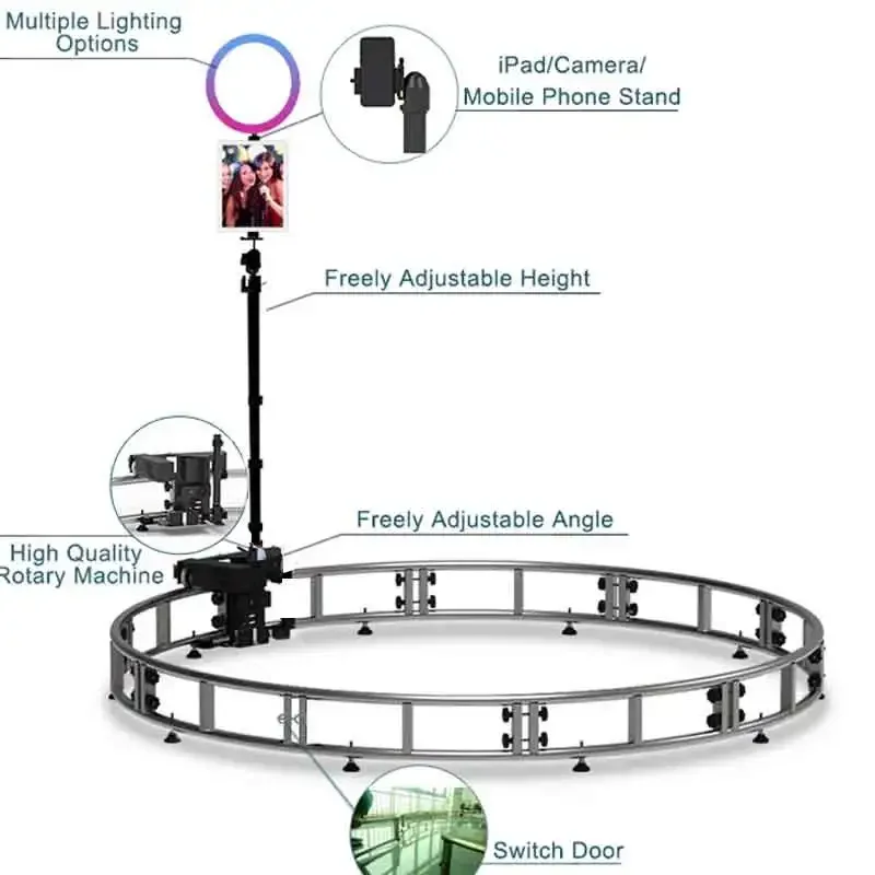 Portable Automatic Photobooth Circle 360 Rotating Camera Track Video Booth Bullet Time Trackstar 360 Photo Booth Automatic