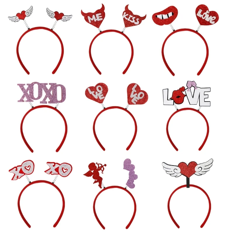 M2EA ปาร์ตี้ Hairband น่ารักวาเลนไทน์ Bando Merah Bachelorette Party Props ฉลอง Party Headdress อุปกรณ์เสริม