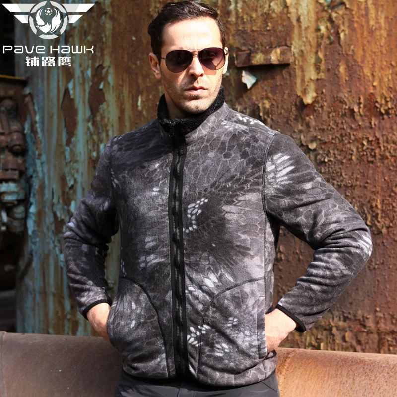 Outdoor chameleon double-sided tactical camouflage fleece coat men jacket Spring Autumn Winter Outerwear camo male