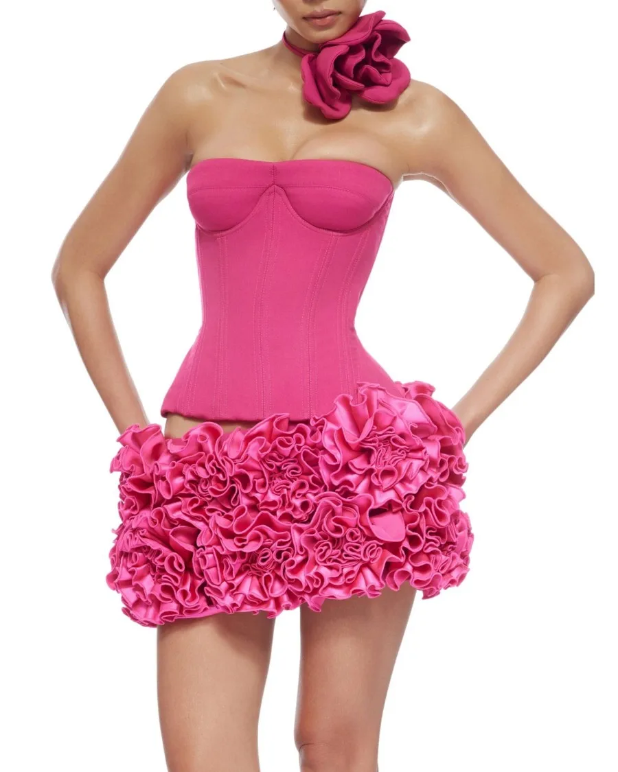 Brithday saias conjunto de natal para as mulheres 2 peças flor vermelha casamento convidado mulher vestidos de baile vestidos de luxo ternos femininos