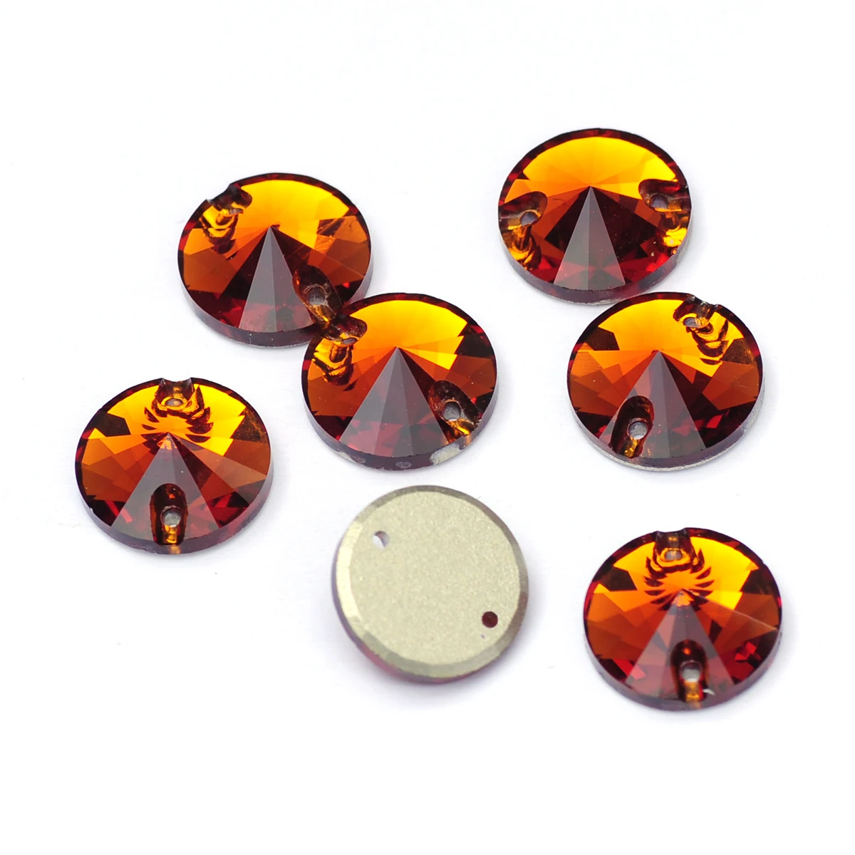 Mandarinenfarbene K9 Kristallglas Strasssteine mit flacher Rückseite zum Aufnähen für Kleidung, Kleider, Modeaccessoires – Detail 6
