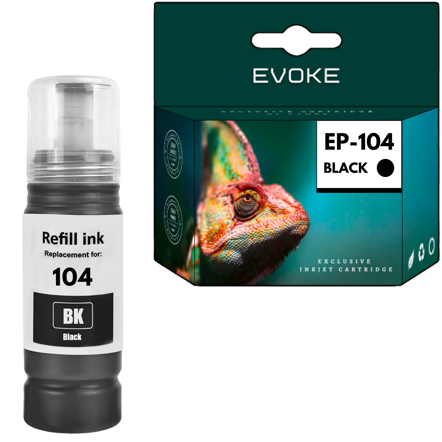 Evoke Compatibele Inkt voor Epson 104 T104 C13T00P140 Zwart 70 ml 4840 Stron Ecotank Et-1810 2710 2711 2712 2714 2715 2720 2721 2726 2810 2811 2812 2814 2815 2820 2821 2825 2826 4700 4800
