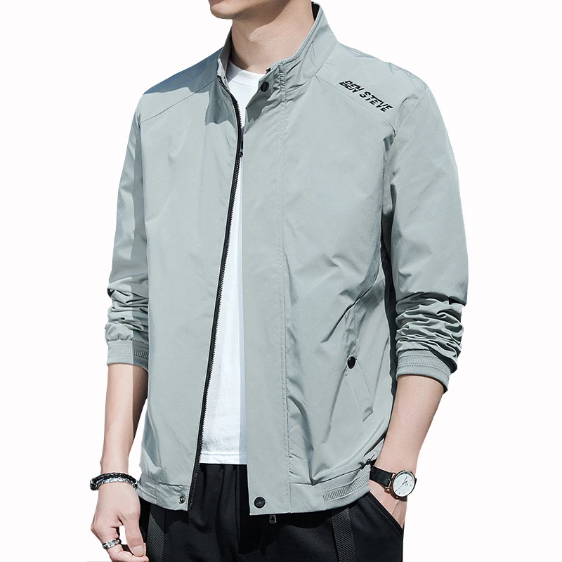 

Свободная рабочая одежда с воротником-стойкой, модная повседневная верхняя одежда для мужчин, весна-осень, Новое поступление, застежка-молния из полиэфирного волокна