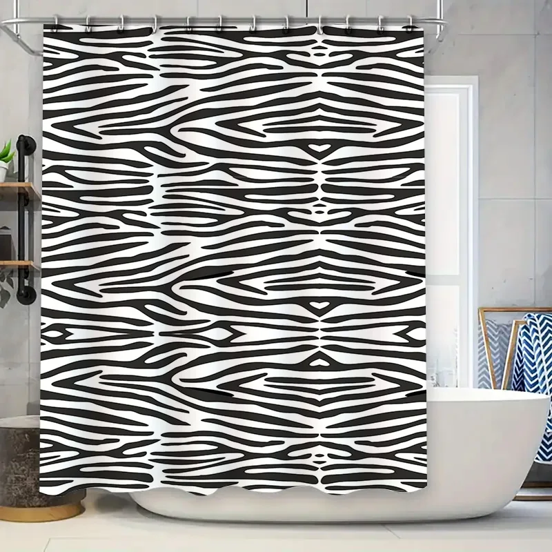 

Black White Zebra Shower Curtain Bathroom Decor Waterproof Fabric 72 x 78 inches Modern Home Accessories for Bathrooms