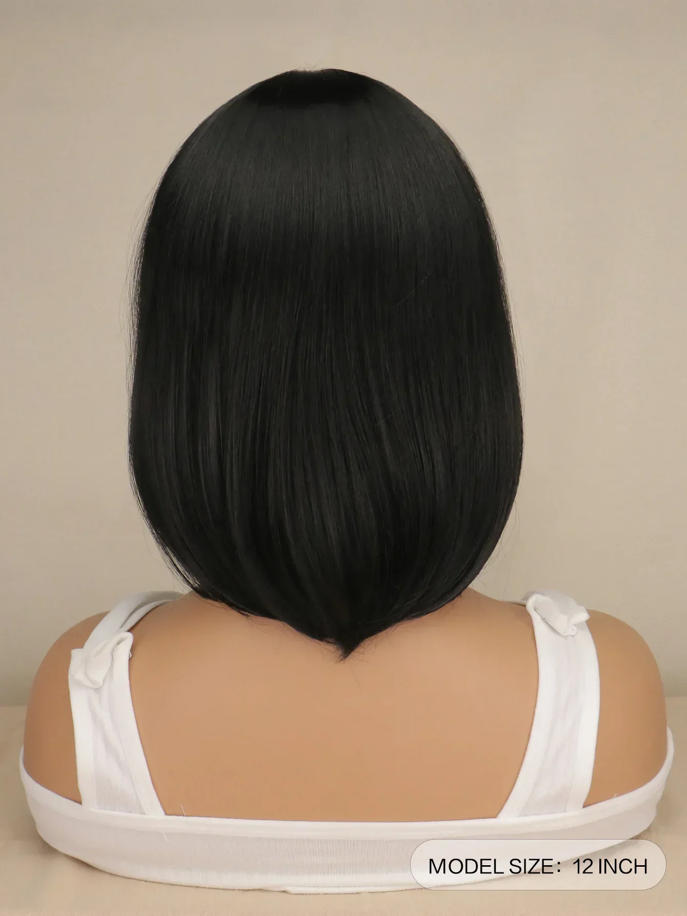 Black Short Straight Bob Wig with Bangs, for Women Girls, Heat Resistant Synthetic Fiber, Daily Use Costume Cosplay Party Hair