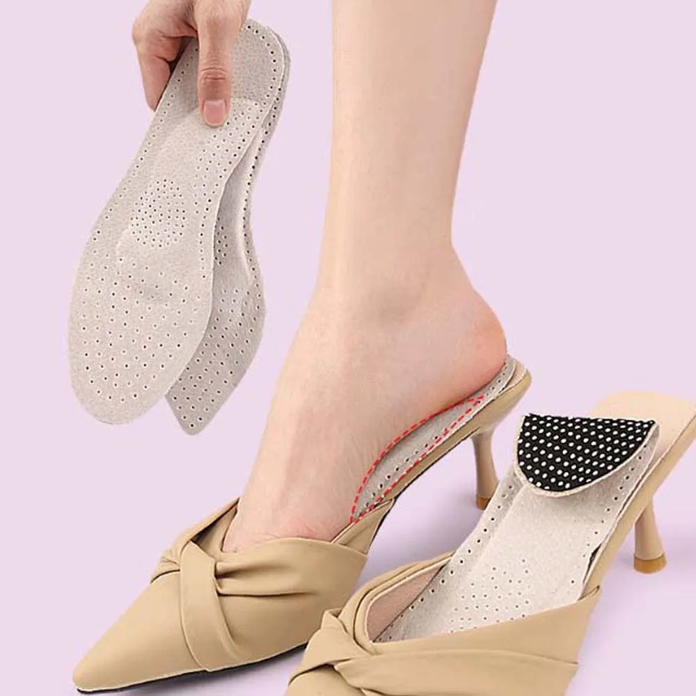 Shoe-pad Women Sandal Insoles Pig Leather Latex Soft Bottom High-heeled Shoes Insoles Comfortable Shock Absorption