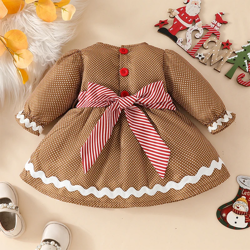 Baby Girl Christmas Outfit Toddler Smocked Christmas Dress Vintage Princess Gingerbread Dresses Cute Clothes