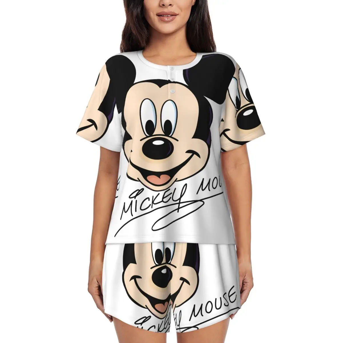 

Minnie Mickey Mouse Cartoon Animation Donald Duck Pajamas Set Women Short Sleeve Sleepwear Loungewear 2 Piece Pjs