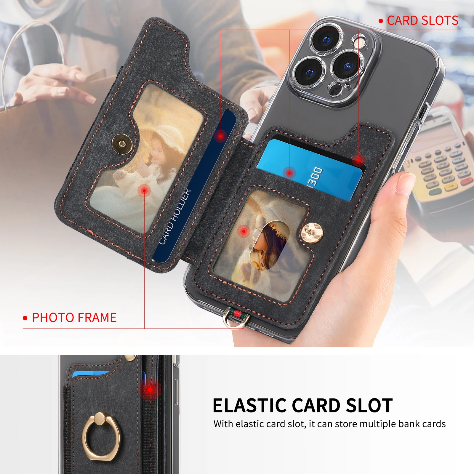 Finger Ring Phone Case Card Ho - Phone Cases With Wallet On Back review and price