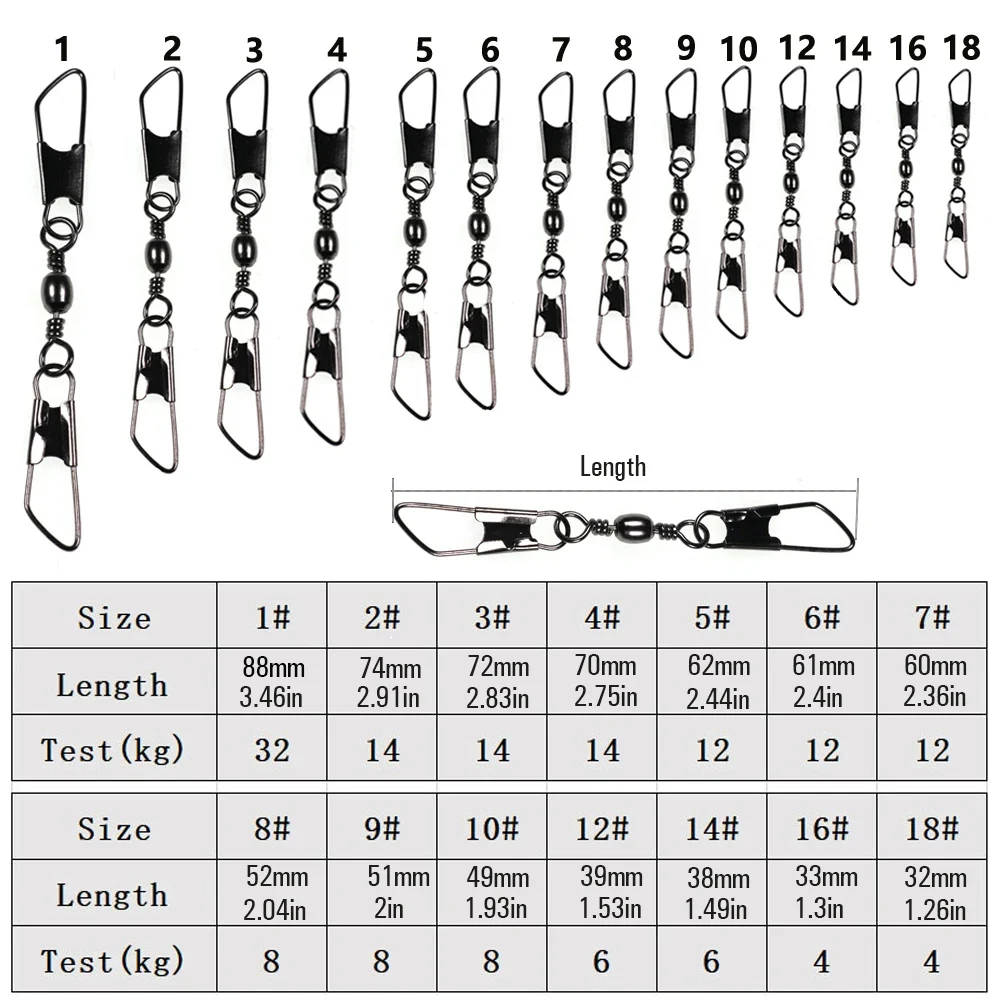 20pcs Barrel Swivels With Double Safety Snaps Quick Change Pin Fishing Lure Hook Connector Fishing Common Accessories