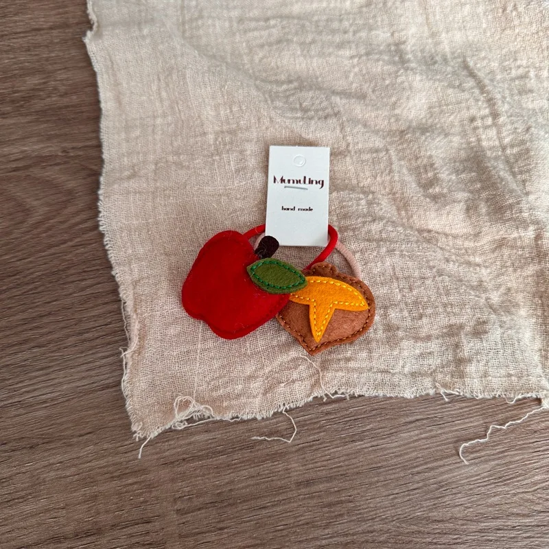 

2Pack Kids Duck Carrot Fruit Flower Hair Barrettes and Elastic Bands Korean Autumn Style Non Slip Gentle Daily Ponytail