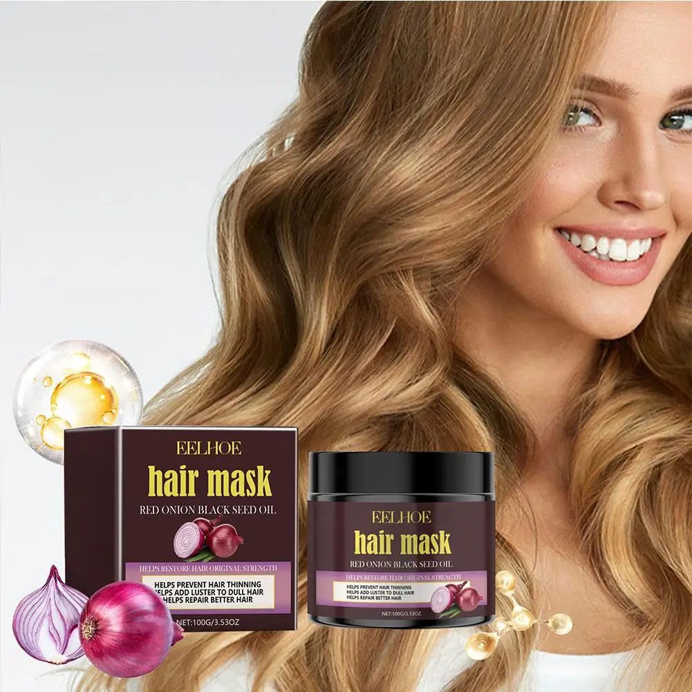 100G Red Onion Black Seed Oil Hair Mask - Deep Conditioning Hair Mask for Dry Damaged Hair Moisturizing & Strengthening For U3F4