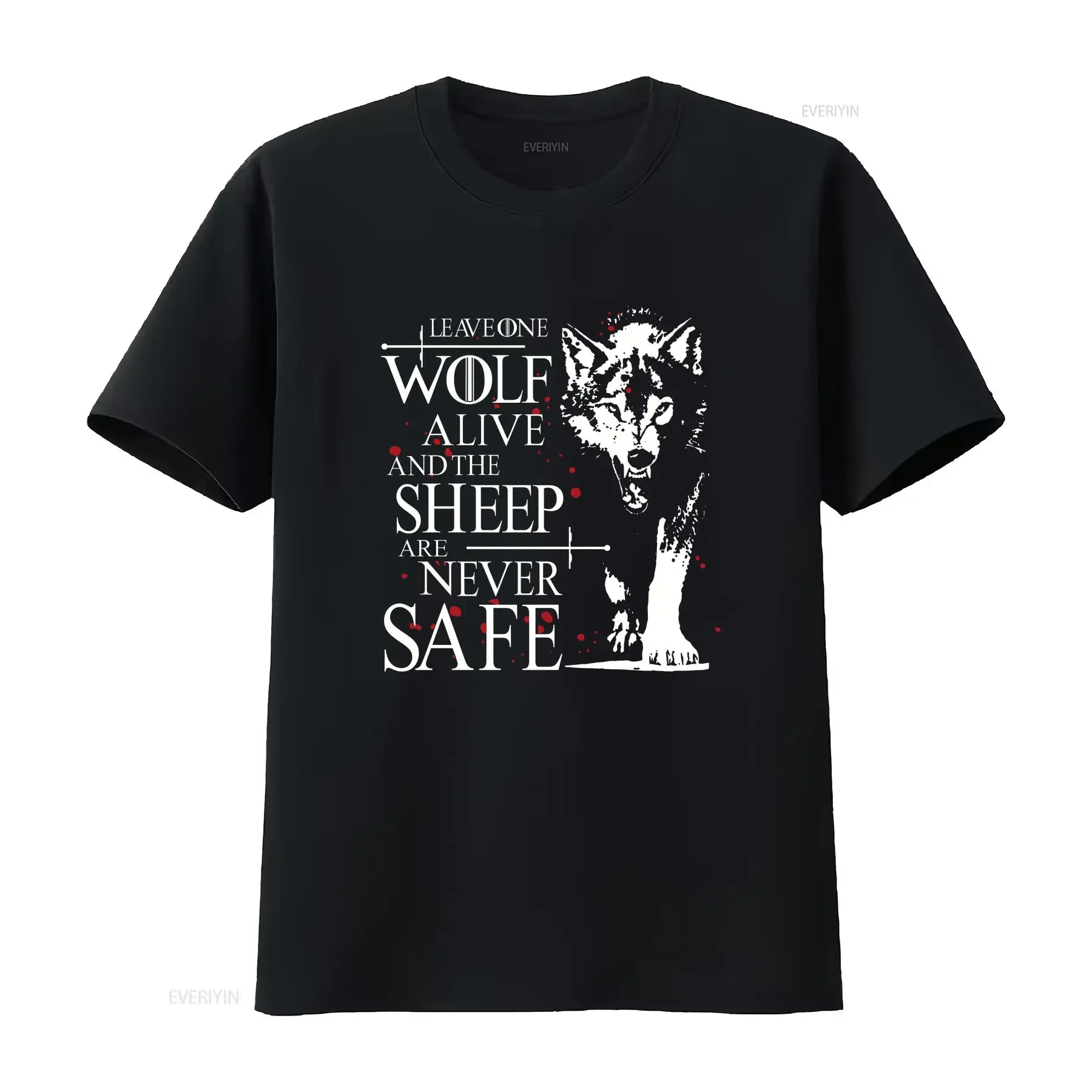 T-shirt « Laissez un loup vivant et les moutons ne sont jamais en sécurité » taille S-5XL, vintage, délavé, polyvalent, décontracté, graphique extensible