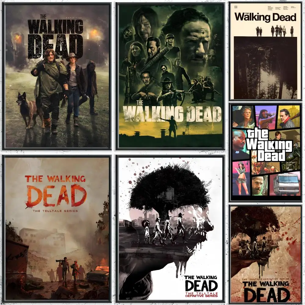 Horror TV Series T-The Walking DeadS Poster HD Self-Adhesive No Residue After Removal Ideal for All Kinds of Wall Decor