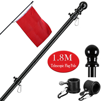 1.8m Flag Pole Telescopic Flag Poles for Outside House Wall Mount Flag Pole Holder 360 Rotating Rings for Garden Yard Roof