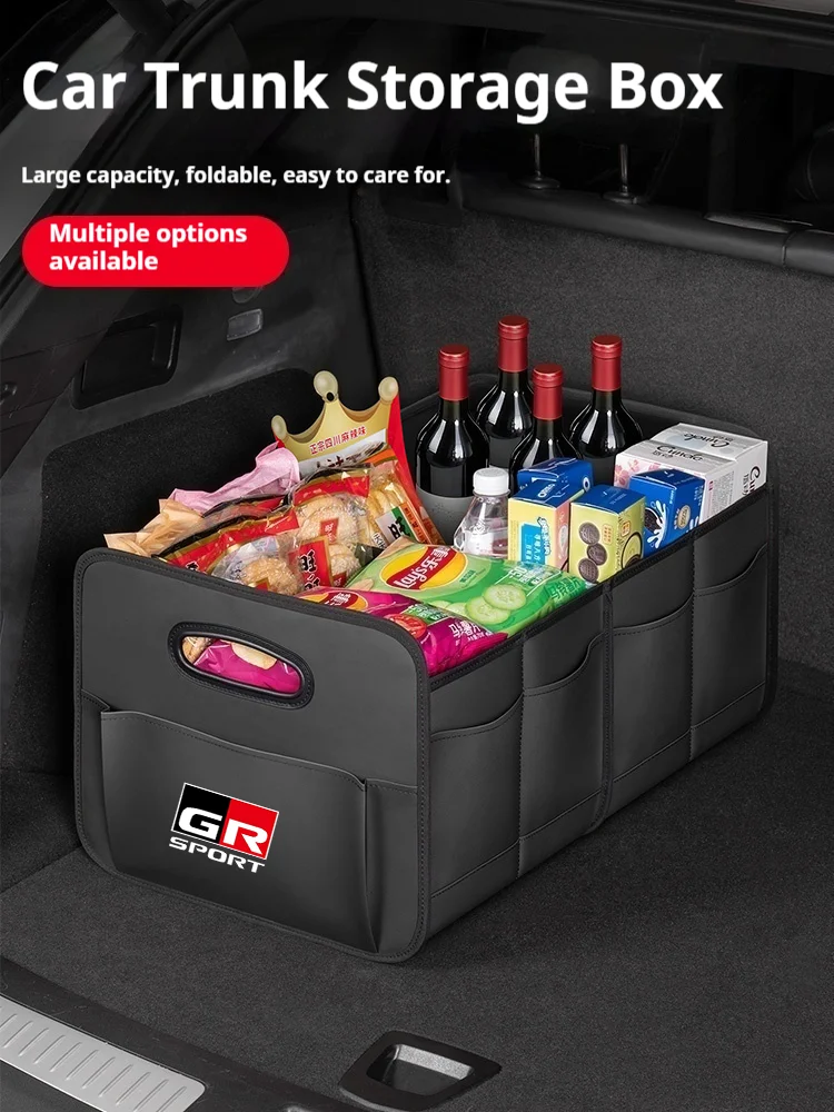 Pudełko do przechowywania w bagażniku samochodu, duża pojemność, skórzana torba do przechowywania, do Toyota GR Sport Auris Camry Corolla C-HR Land Cruiser Pruis rav4 — 2