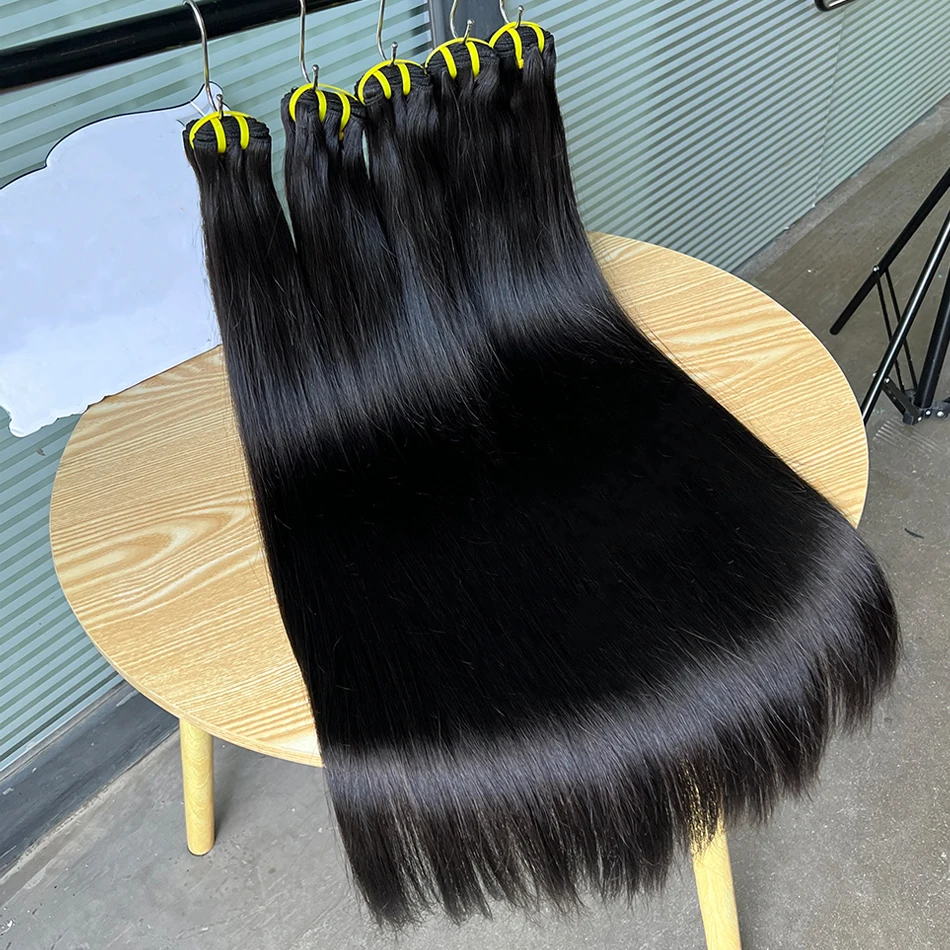 Knochenglatte 100% Unverarbeitete Rohe Jungfräuliche Echthaar-Bündel 10-36 Zoll Haarverlängerungen # 1B Natürliche Farbe für Frauen – Detail 3