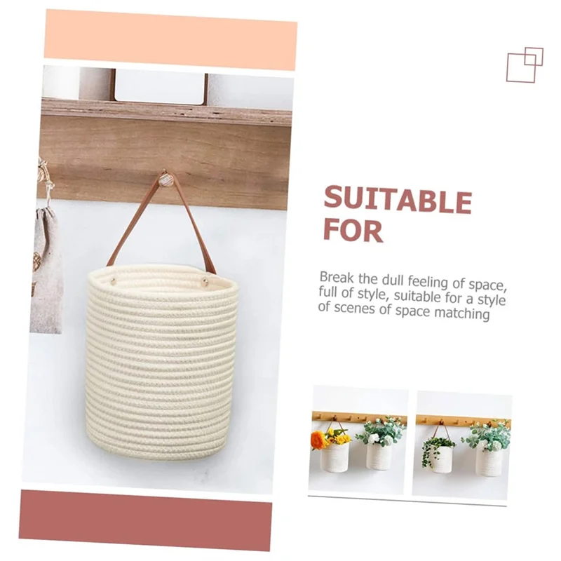 

MCGS-плетеные подвесные корзины для хранения, 2 шт., настенная хлопчатобумажная ткань для цветочного домашнего декора