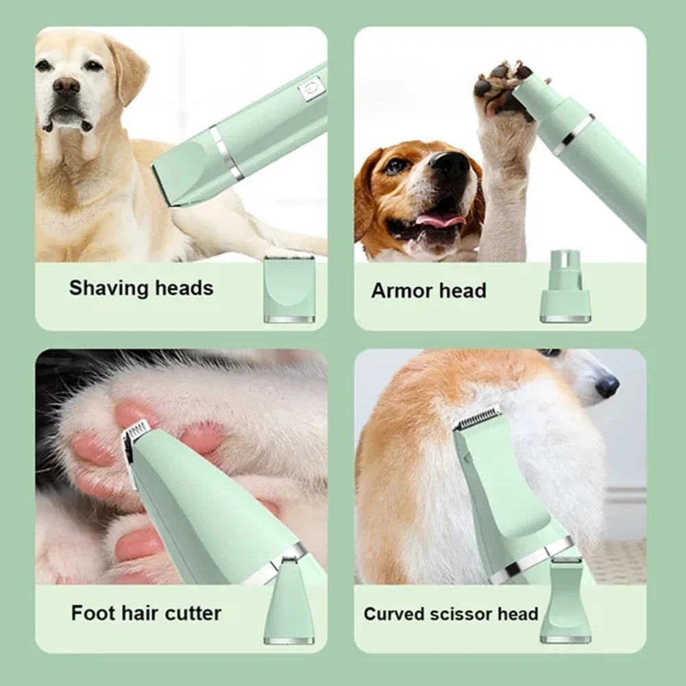 Recarregável Pet Grooming Set, elétrico Push Shears, tesoura Shaver, Clipper de cabelo do cão, Animal Hair Trimmer, Pet Supplies, 4 em 1