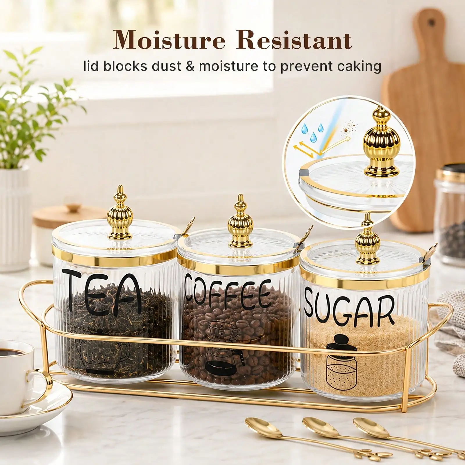 Senmeo 3Pcs Plastic Airtight Storage Jar Set, Matching Lids & Stable Base, Moisture-Proof Dry Food Canisters, For Grains/Candy/Coffee/Tea/Sugar/Bread, Pantry/Restaurant/Wedding/Party Organizer, Ideal Kitchen Organization Gift