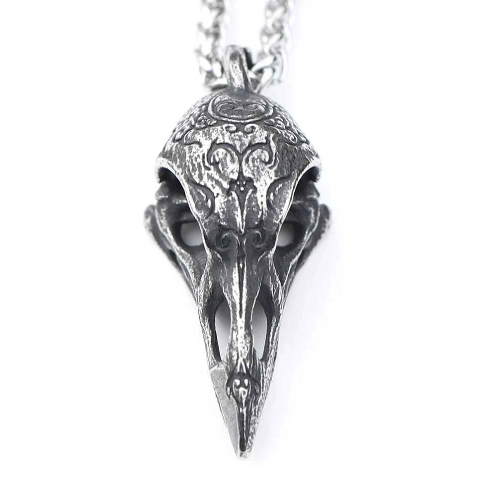 2023 Fashion Nordic Viking Raven Pendant Stainless Steel Crow Domineering Chain Necklace Viking Punk Men Jewelry free shipping