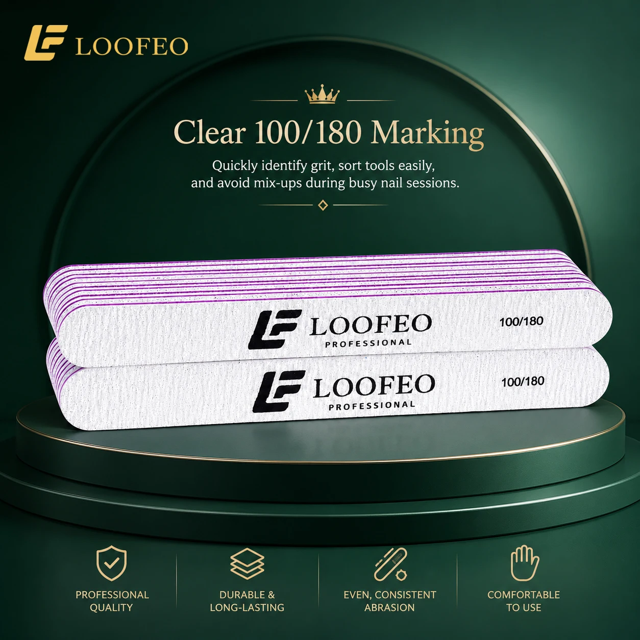 10PCS Straight Nail Files 100 180 Grit Double Sided Zebra Emery Boards With Cushion Core For Controlled Shaping And Smooth Edges