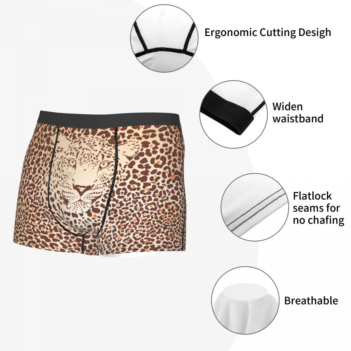 Custom Novelty Tropical Wild Animal Leopard Skin Leather Texture Boxers Shorts Panties Men\'s Underpants Stretch Briefs Underwear