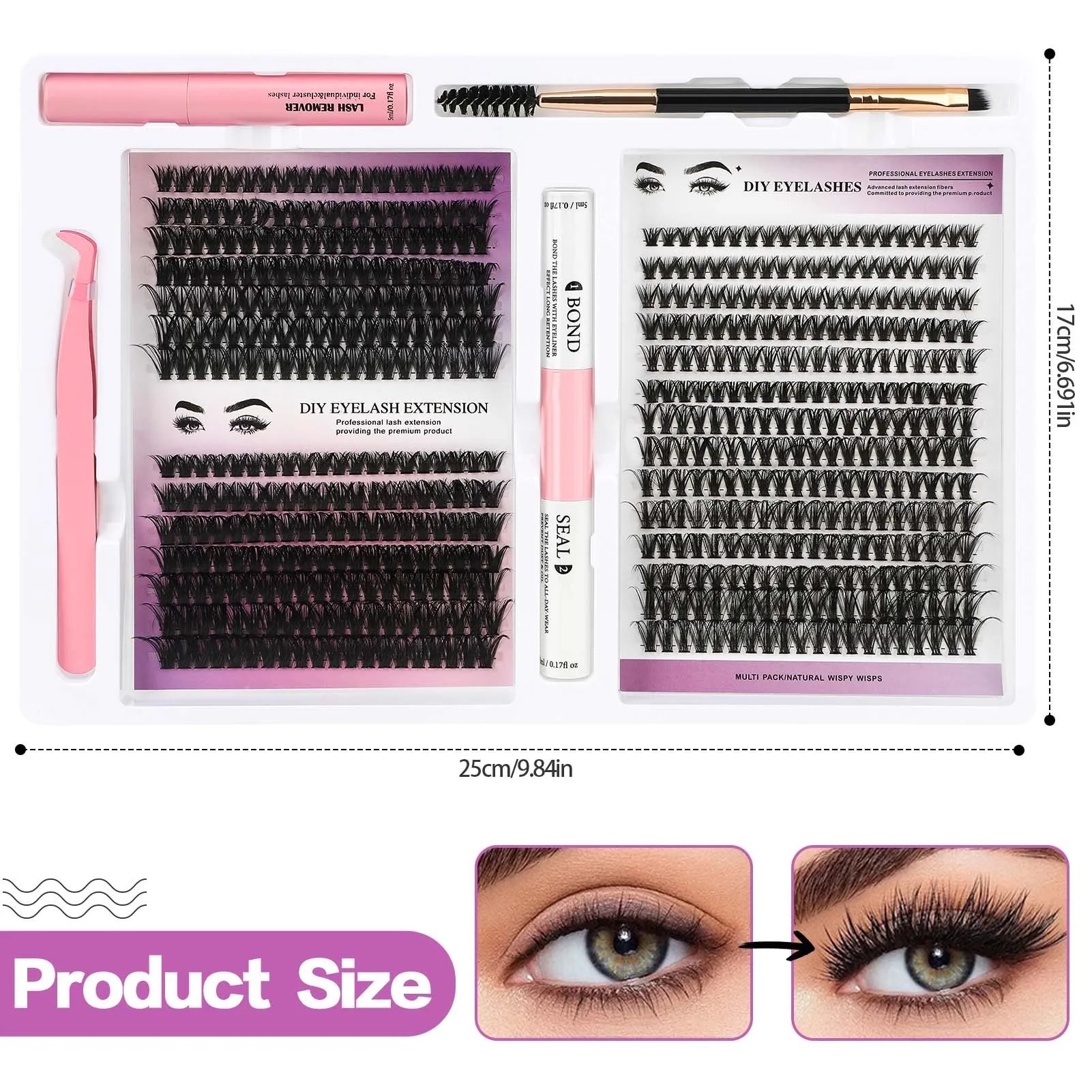 D Curl Thick Eyelash Extension Kit Individual Lashes Kit with Seal Perfect for Girls Night Out Eye Makeup