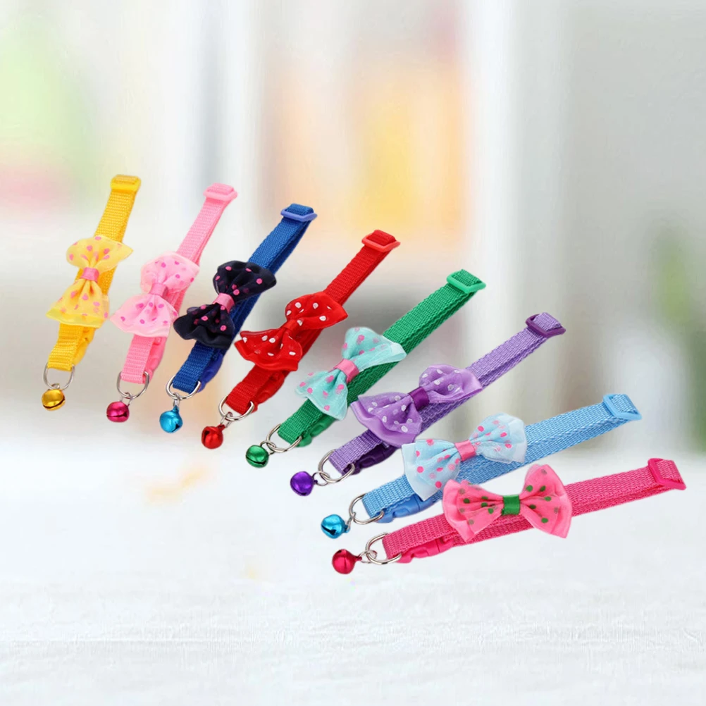 

8 PCS Kitten Cat Necklace Bells for Cats Cute Collars with Pet Dog Supplies Shaped