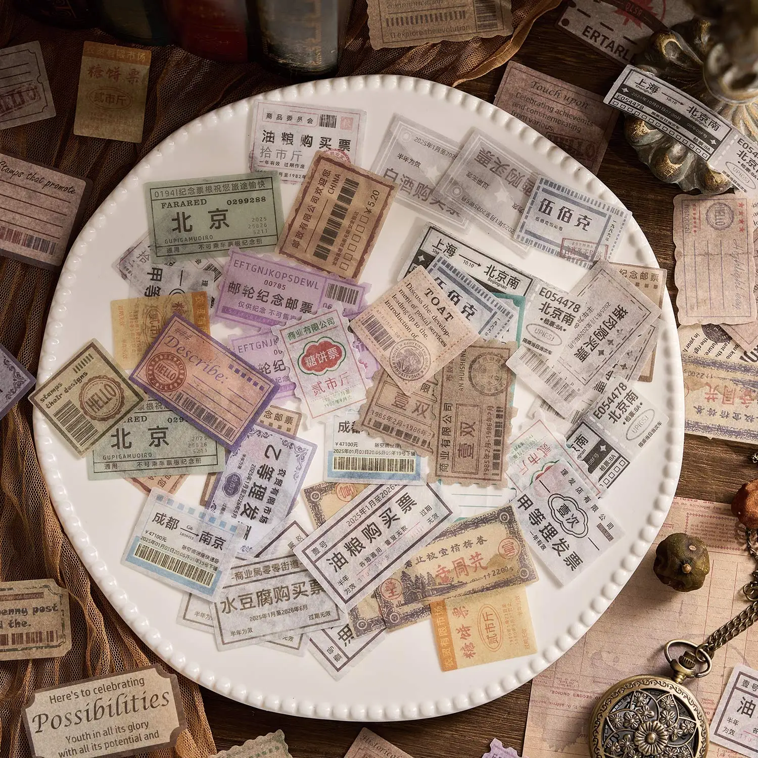 Material Sticker Pack, Old Photo Album Series, Handbook Mobile Phone Case Decoration DIY Material Stickers 40 Sheets