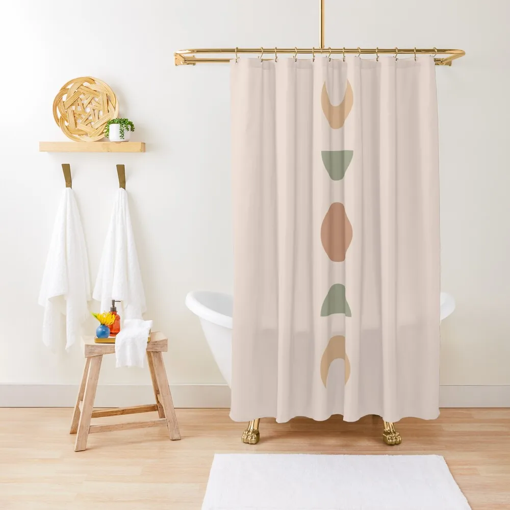 

green beige aesthetic moon pattern Shower Curtain Set For Bathroom Shower For Bathroom Set Cute Shower Curtain