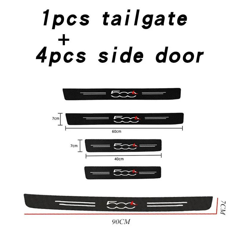 Auto Door Sill Carbon Fiber Car Sticker Protector Strip Waterproof Protect Film For FIAT 500L 500 500E 500C 500S 500X Accessorie