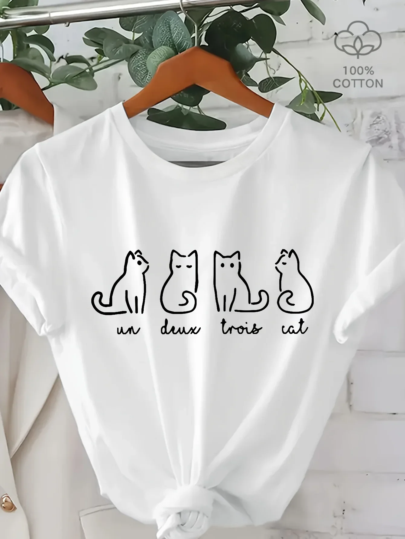 Latest Plus Size Women's T-shirt Four Cats Print Short Sleeve Loose Women's T-Shirt  Kawaii Harajuku Women Clothes