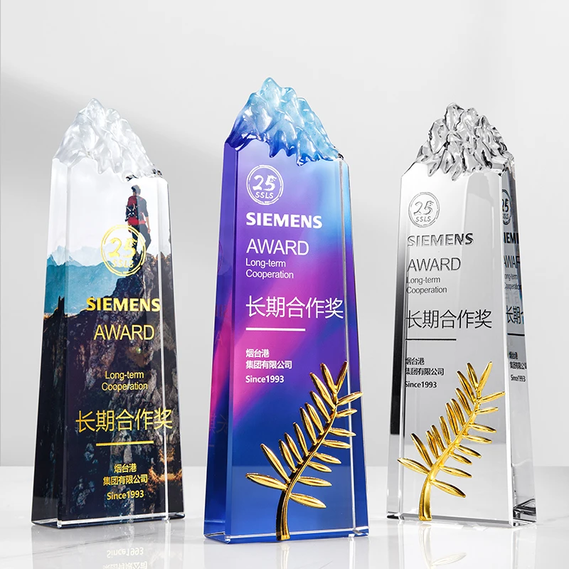 Crystal Iceberg Trophy Honor Peak Приз Лист Аксессуары Бесплатная гравировка